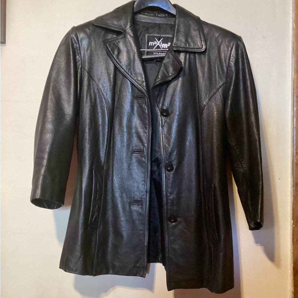 Women’s Wilson’s Leather Maxima 3/4 Sleeve 100% Genuine Leather Jacket Blk Sz M